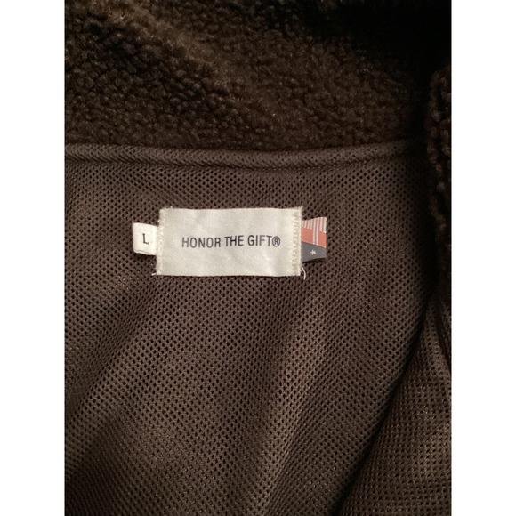 Honor‎ The Gift Script Sherpa Pullover Brown HTG230361 Size L (Oversized Fit) - Picture 10 of 14